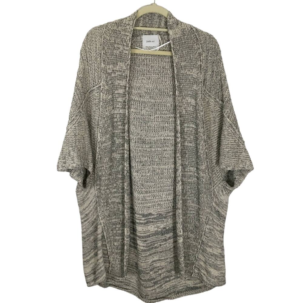 Zara Knit M Long Oversized Cardigan Sweater Dolman Sleeve Open Front Wrap Kimono